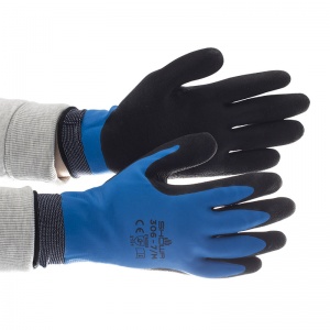 Gants De Travail SHOWA 306 - Enduction Mousse Latex Grip Polyvalent Noir/Bleu Taille 7/M